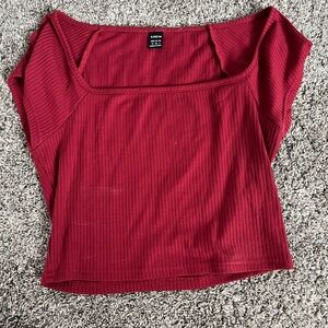 Shein Women's Red Ribbed Top